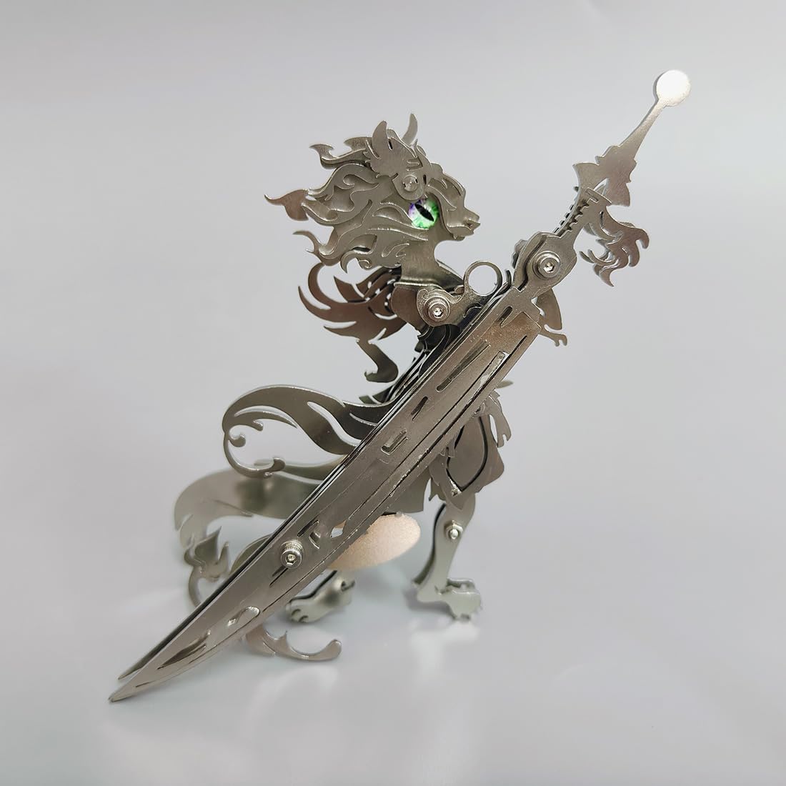 Puzzle 3D de metal de animales, juego de rompecabezas, 76 piezas, modelo de gato de metal, corte láser 3D, modelo steampunk, coleccionable para adultos con herramientas (plata)