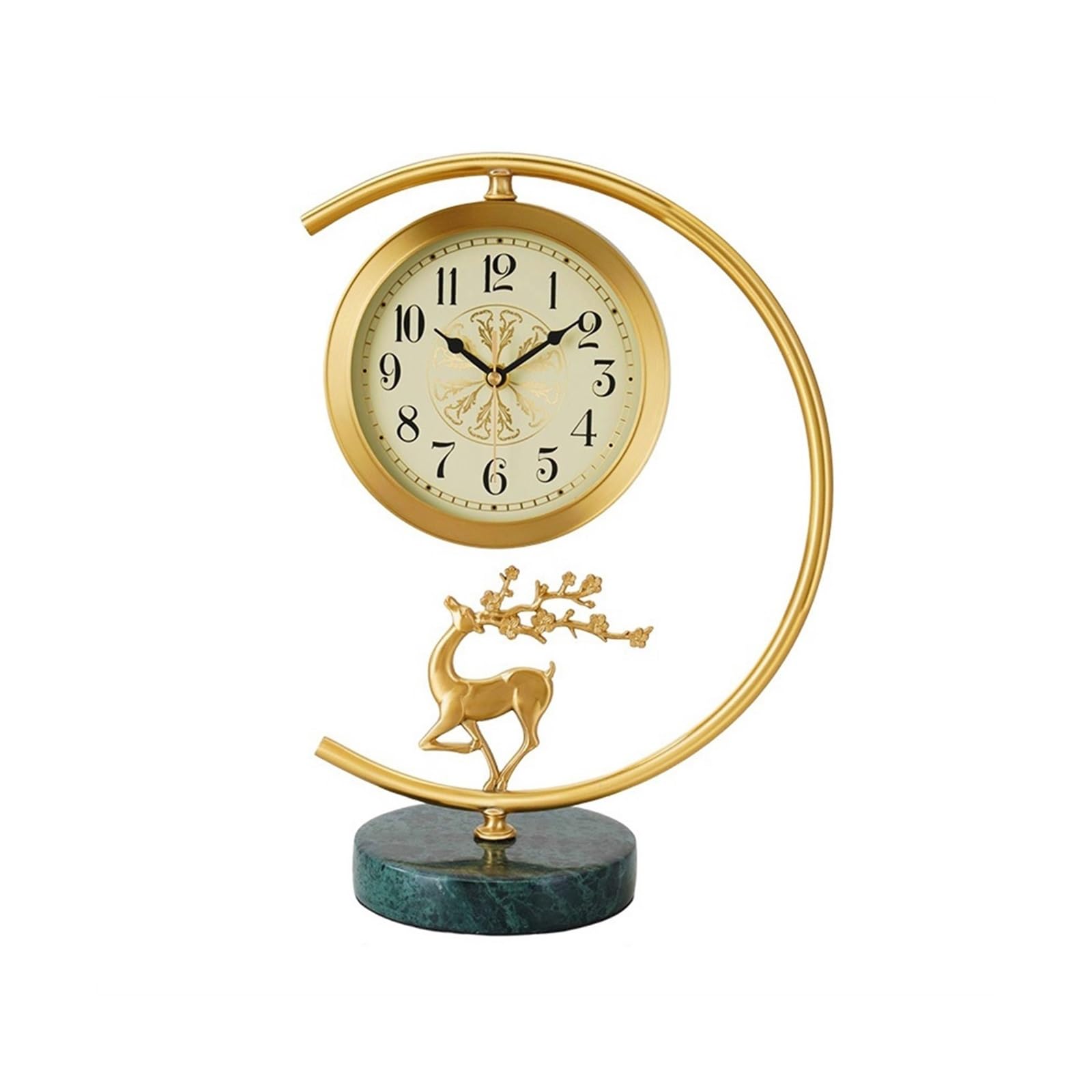 B3F7M4R9J2 Table clock Vintage Desk Clock 7-inch dial Desktop Brass Table Home Decorations for Living Room Bedroom Shelf(Green)