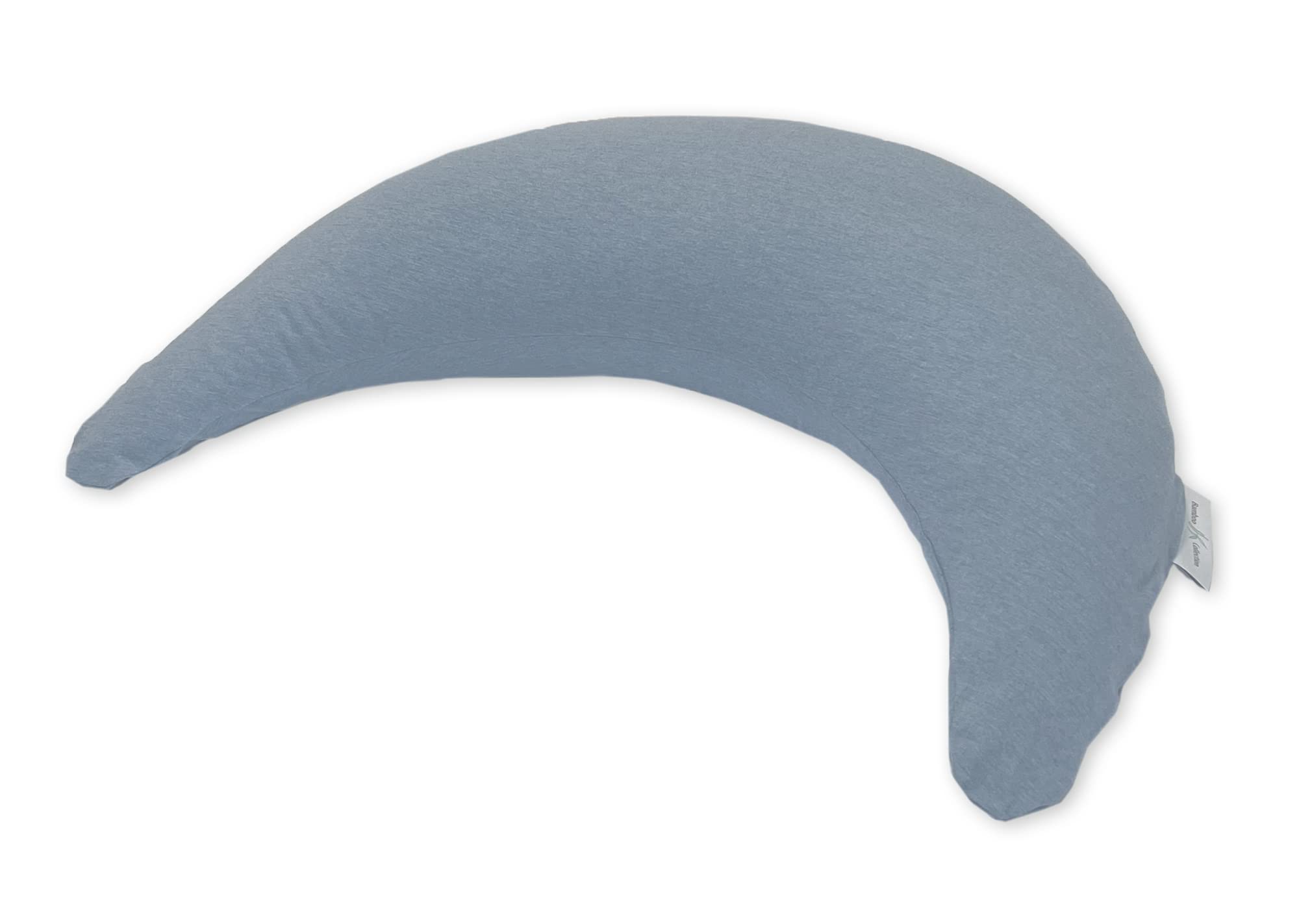 Theraline Lune de bambou avec housse en viscose de bambou et coton biologique, coussin d'allaitement, coussin de soutien abdominal, coussin douillet, coussin de voyage (mélange bleu-gris)