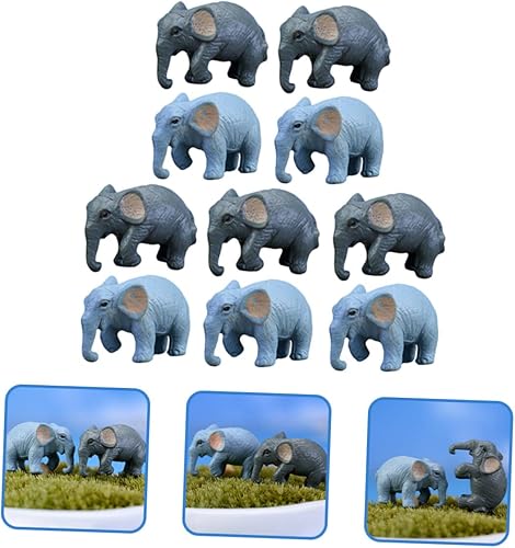 Miniatura 8 de 20 piezas de dibujos animados de simulación de elefante adornos de césped pequeñas figuras de elefante decoración de vida silvestre pequeña figura