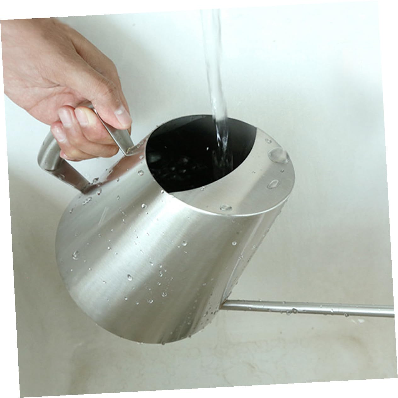 Milisten Annaffiatoio da Interno in Acciaio Inox 400ml, per Piante da Casa e Piante Sospese, Apertura Ampia, Impugnatura Comoda