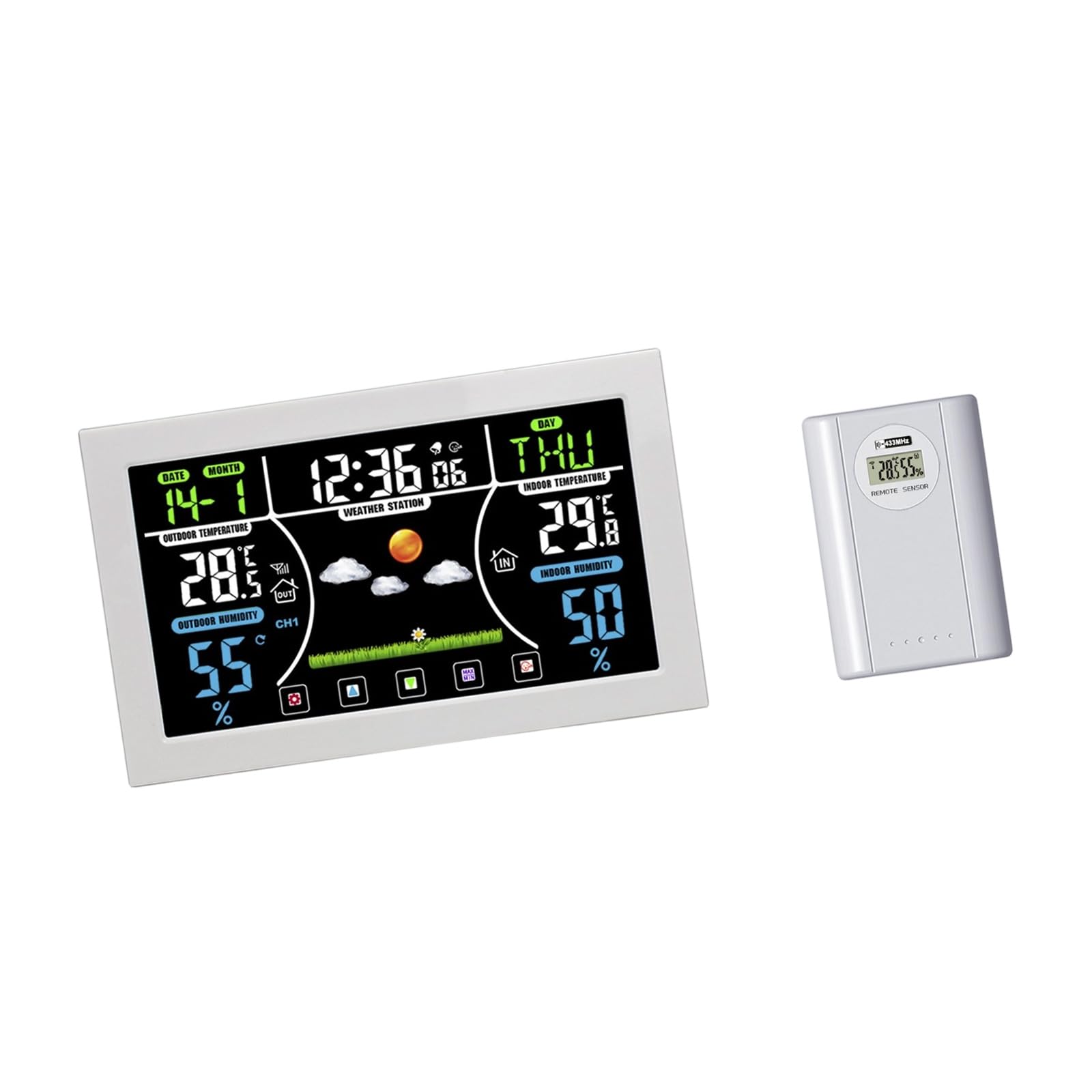 EXQIOUR Environment Clock with Temperature Humidity Monitor Multifunctional Digital Alarm for Basement Digital Alarm with Thermograph