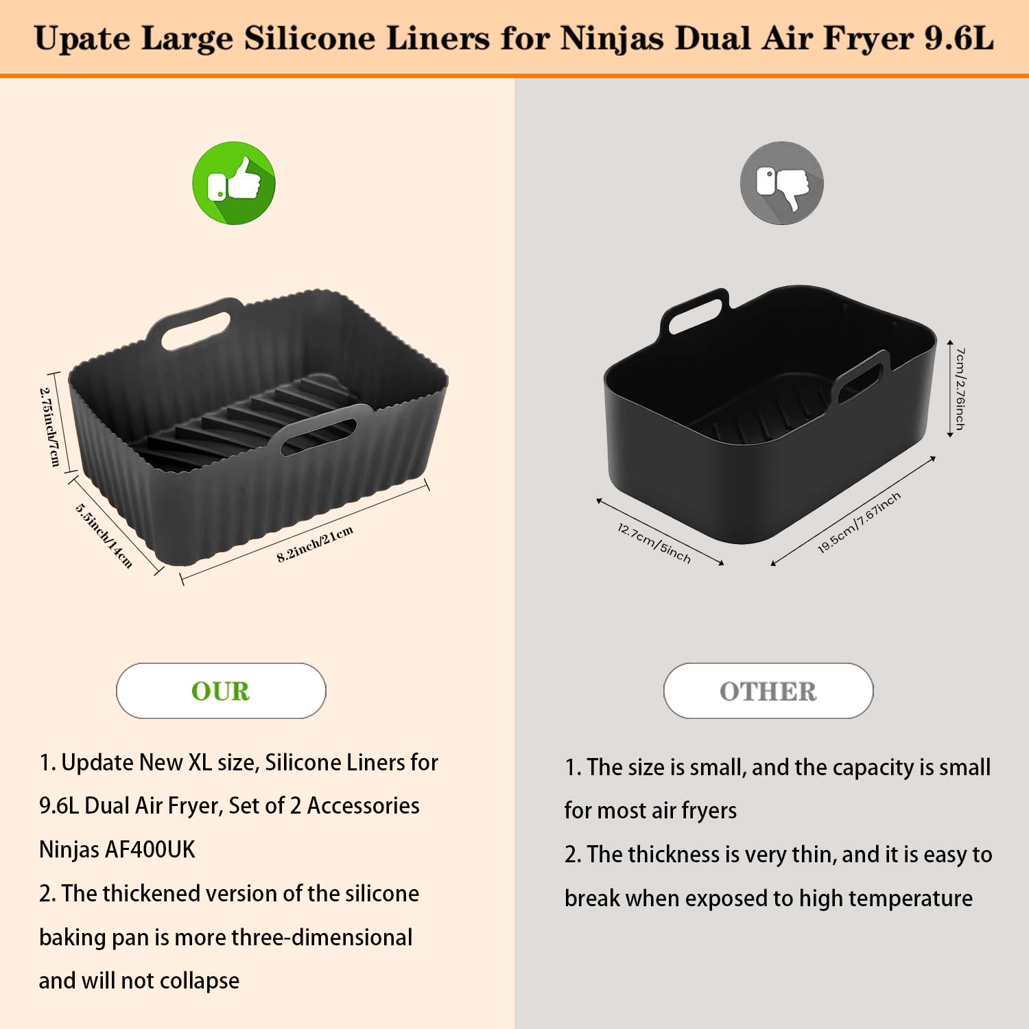 Air Fryer Liner Für Instant Pot 10Qt - 4 Stück, Schwarz, Antihaftbeschichtet, Spülmaschinenfest, Bis 260°C Hitzebeständig