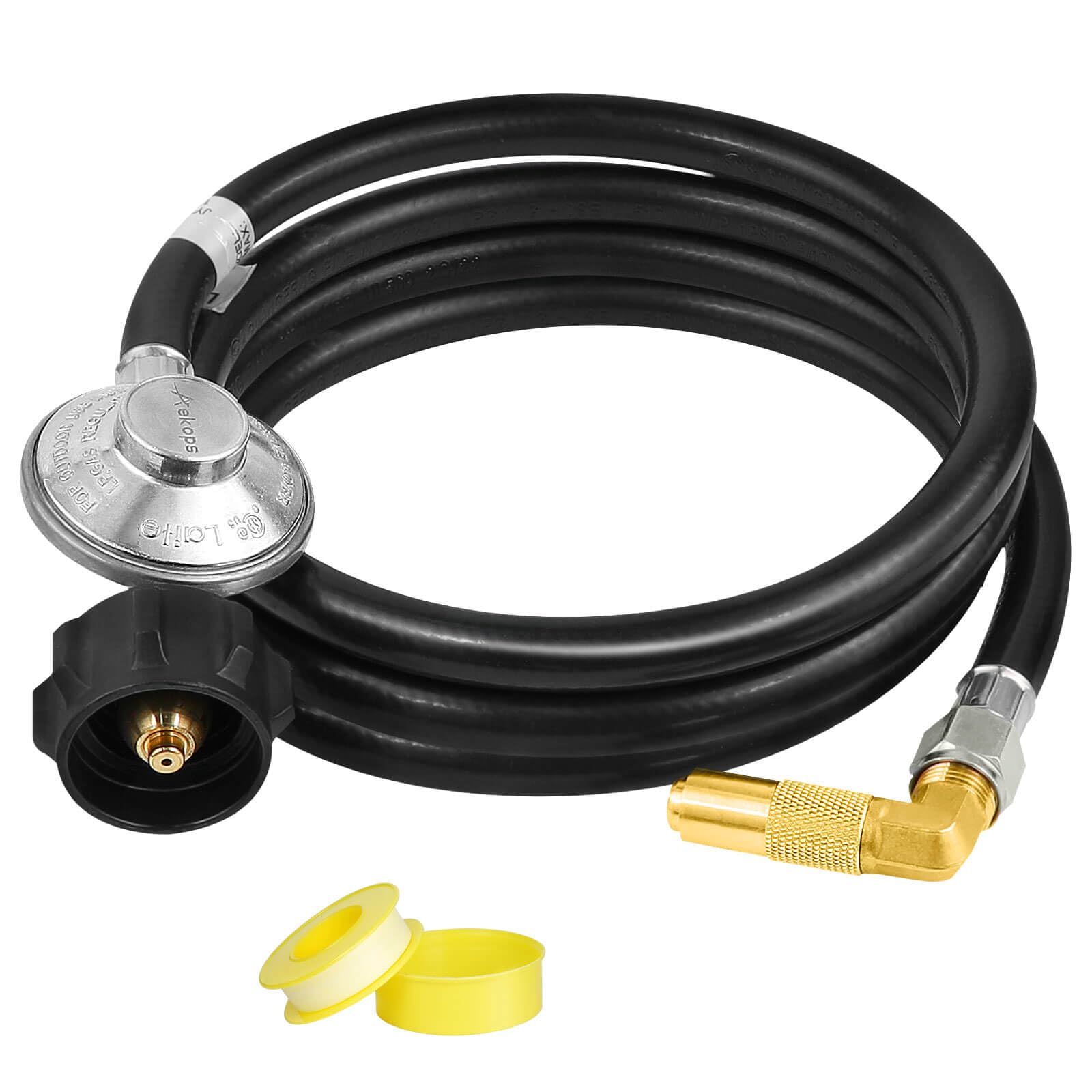 Aekops 6.5 FT Propane Adapter Hose with Regulator for Blackstone 17/22-inch Griddle, Gas Grill Regulator and hose with 90 Degree Elbow Adapter for blackstone 5471 Griddle, QCC1 Inlet, CSA Certified