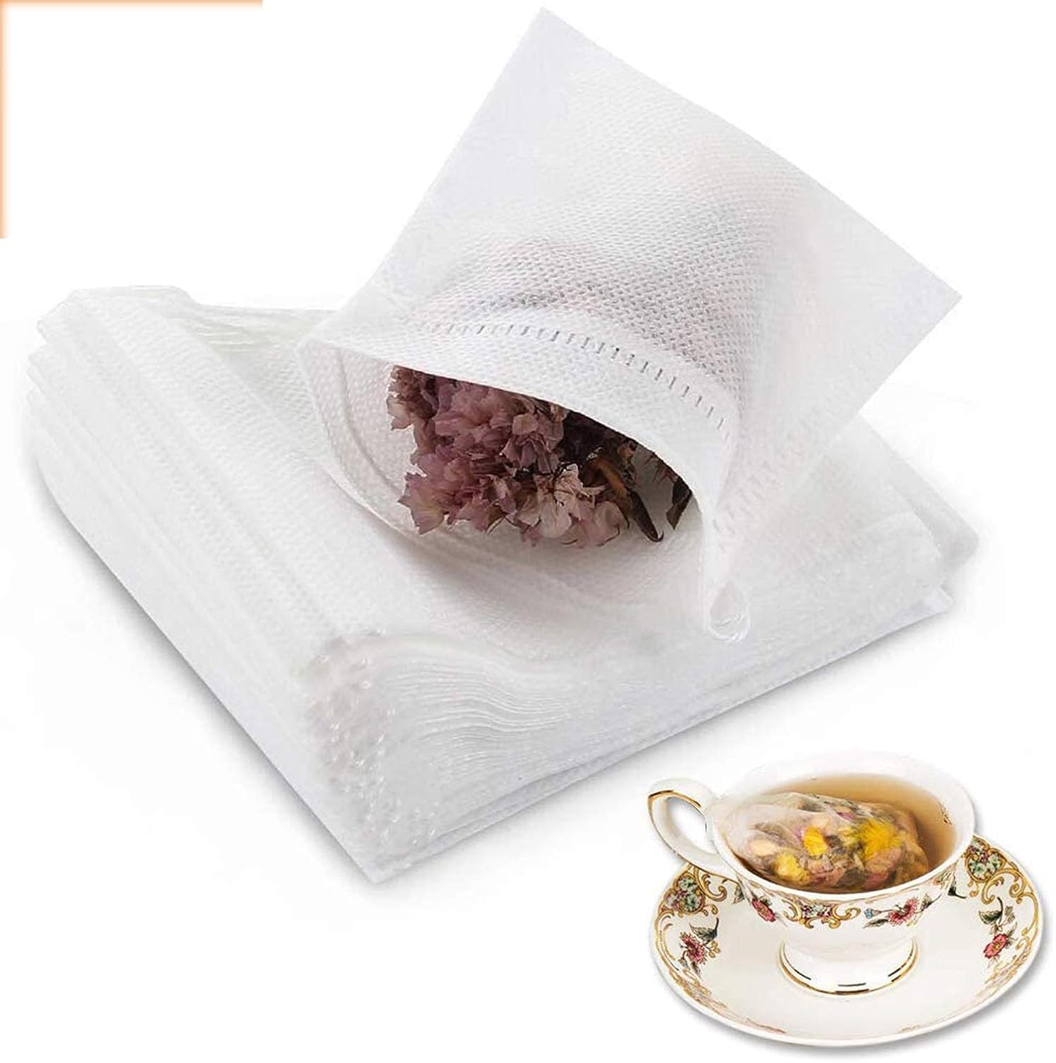 Khazna 400 Pcs Cotton Muslin Drawstring Bags, Food Grade Reusable Cotton Mesh Bags Bags for Cooking, Tea Coffee Filter, Store Spices (3.54 x 2.75 inch)