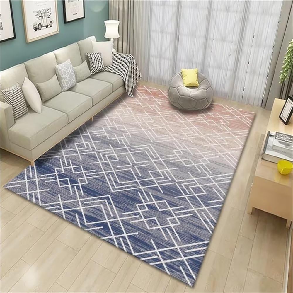Tapis de chambre ado bleu géométrique pour un espace moderne et cocooning