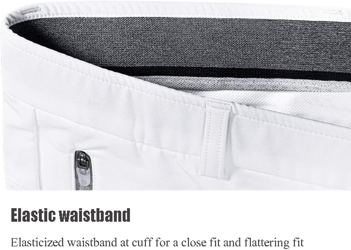 LANGWEI Men's Golf Pants Hiking Shorts Lightweight Quick Dry Hiking Cargo Shorts with Zipper Pocket Elastic Waist