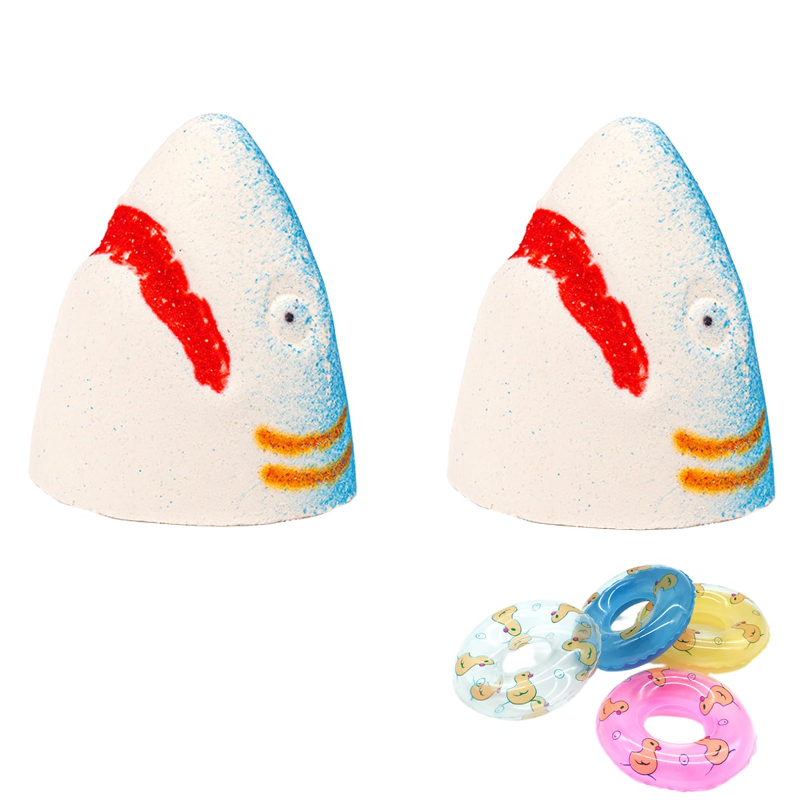 Jaws Bath Bomb, Shark Bath Bomb, Jaws Bathbomb, Funny Sea Animal Bubble Bath Bombs with 4 Toy Swimming Rings (2PCS) (2 PCS)