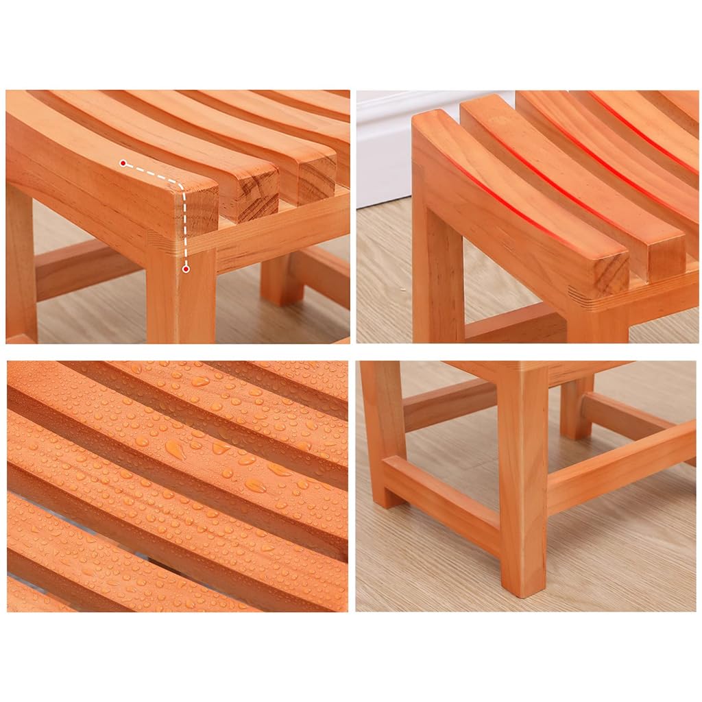 Taburete de baño de madera, asiento de ducha antideslizante e impermeable, cambiador acolchado natural para sala de estar, dormitorio, pasillo, ideal para seguridad y comodidad