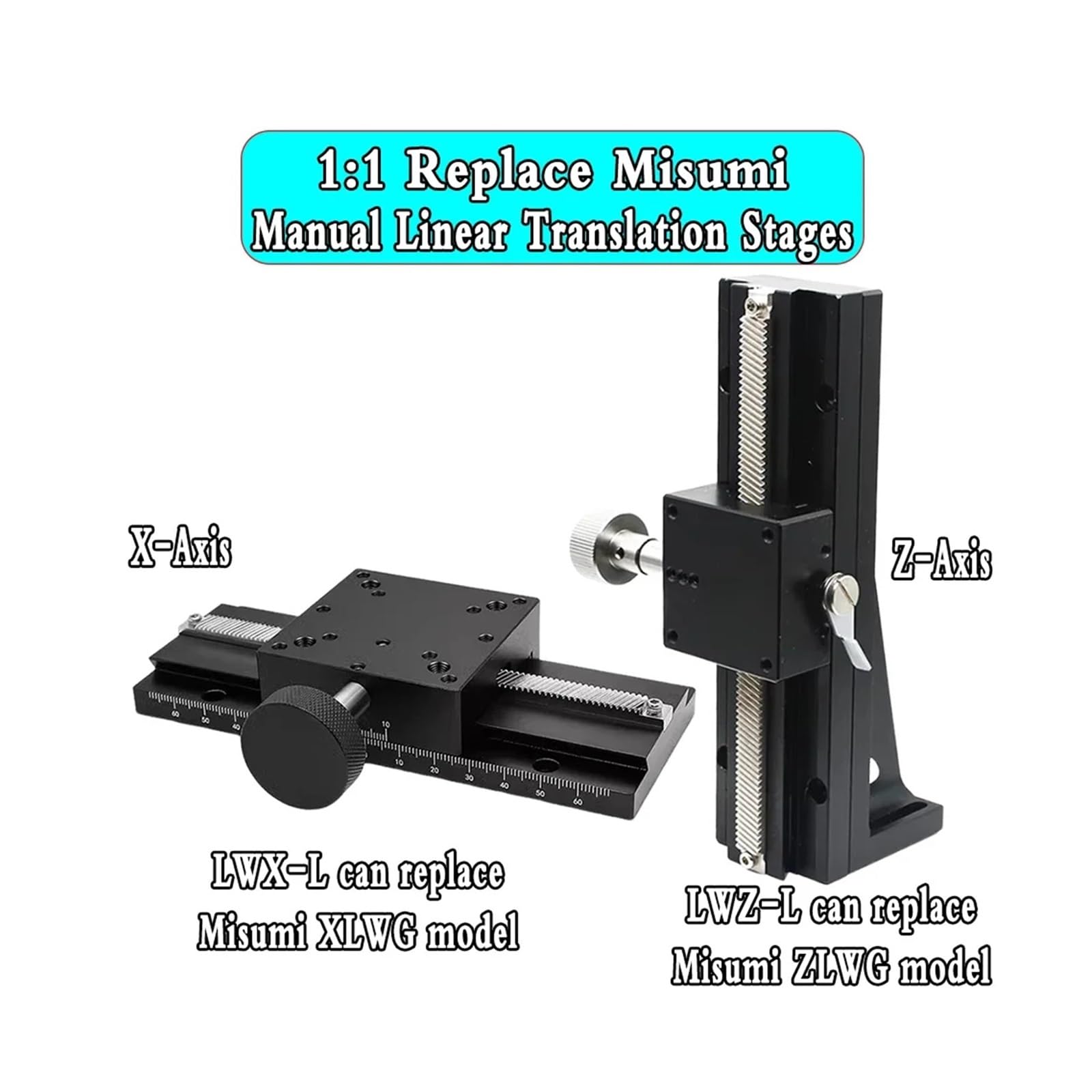 1 pz. Tavolo Scorrevole Manuale Tavolo lineare Corsa Lunga Piattaforma di Spostamento ASSE X/Z/XZ(X Axis-LWX40,Length 100mm)