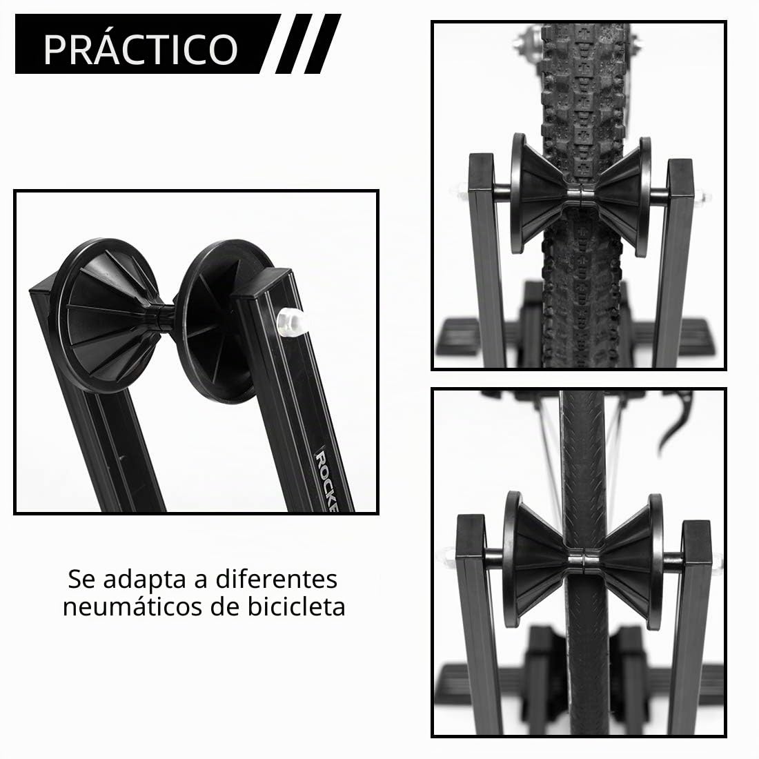 ROCKBROS Soporte Suelo para Bicicleta Aparcamiento Plegable Portátil para Interior, Estacionamiento de Aluminio Compatible con 20"-29"