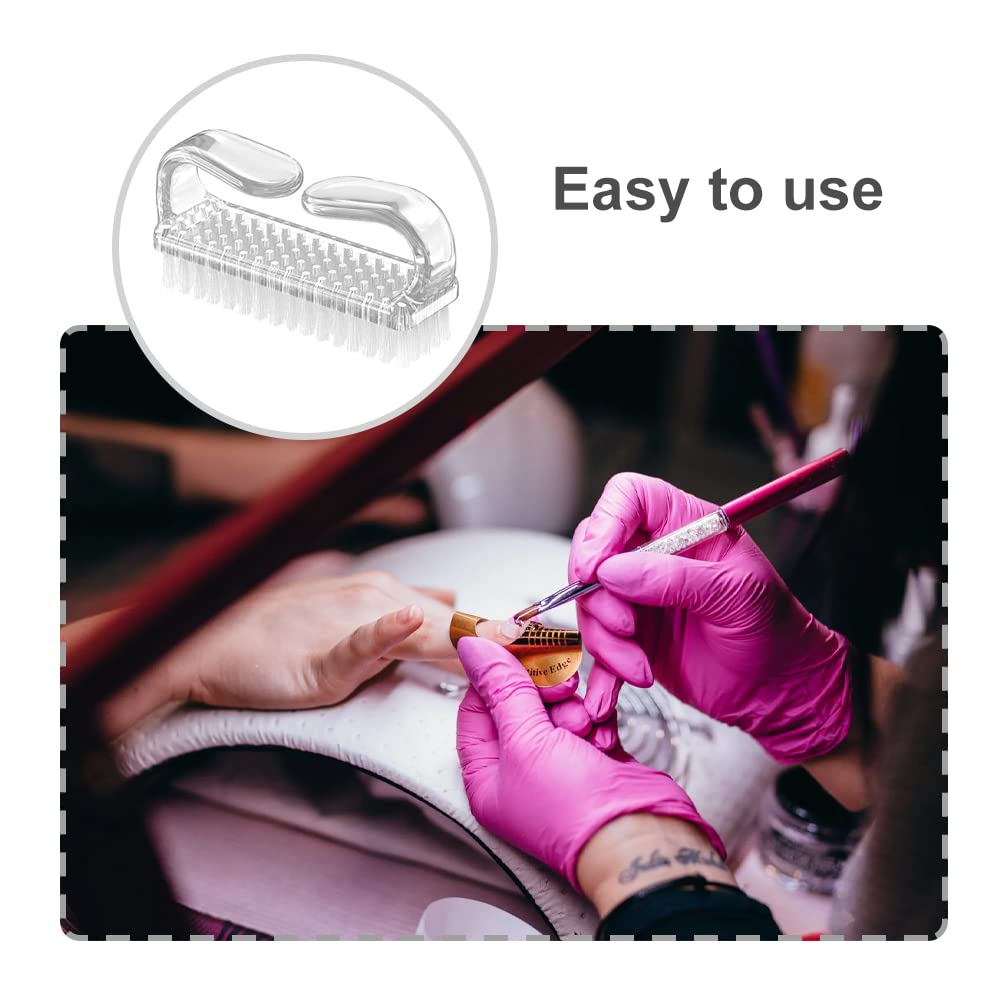 CHAOYUELYF 5 Pcs Nail Brushes For Cleaning Nails Transparent Nail Dust Brushes Handle Nail Scrubbing Brushes for Toes and Nails Cleaning - Image 4