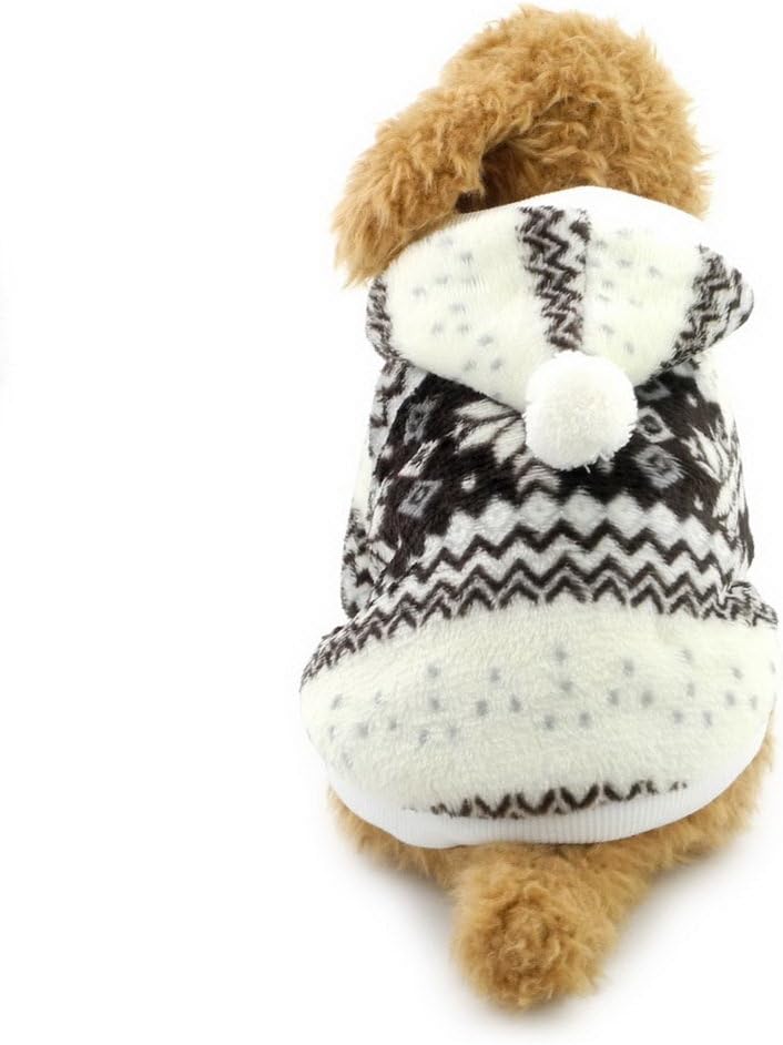 SELMAI Dog Christmas Coat Snowflake Fleece Dog Hoodie Sweater Small Pet Clothes Pattern Brown XS, XS (Chest:25-29cm; Back:16-20cm) - Image 5
