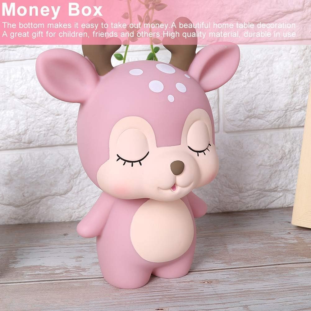 Tirelire Cerf Enfant TOATELU - Rose - Décoration Chambre - Cadeau Éducatif - 14.5x9x18.5 Cm