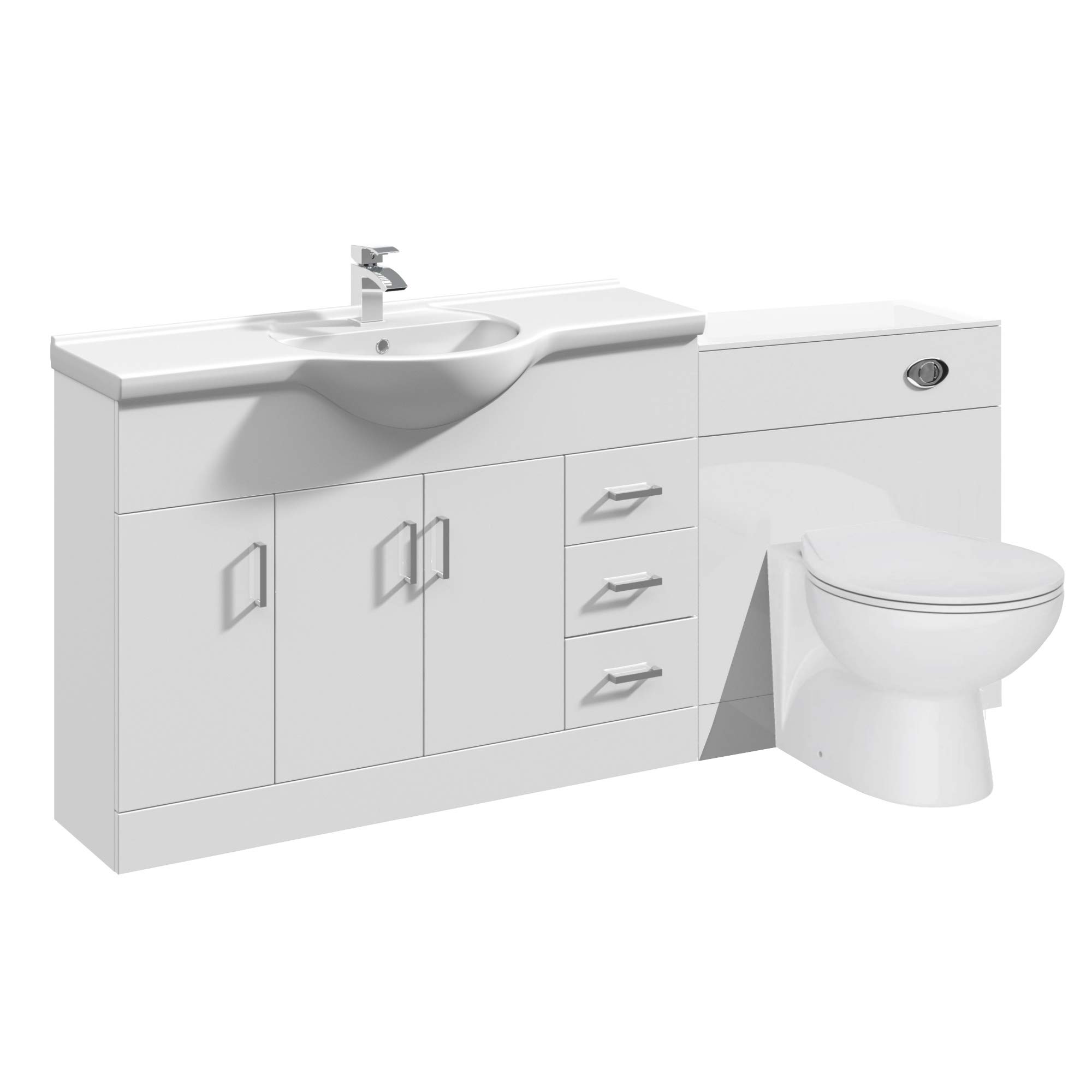 VeeBath Linx White Bathroom Furniture Combination Set with Vanity Basin ...