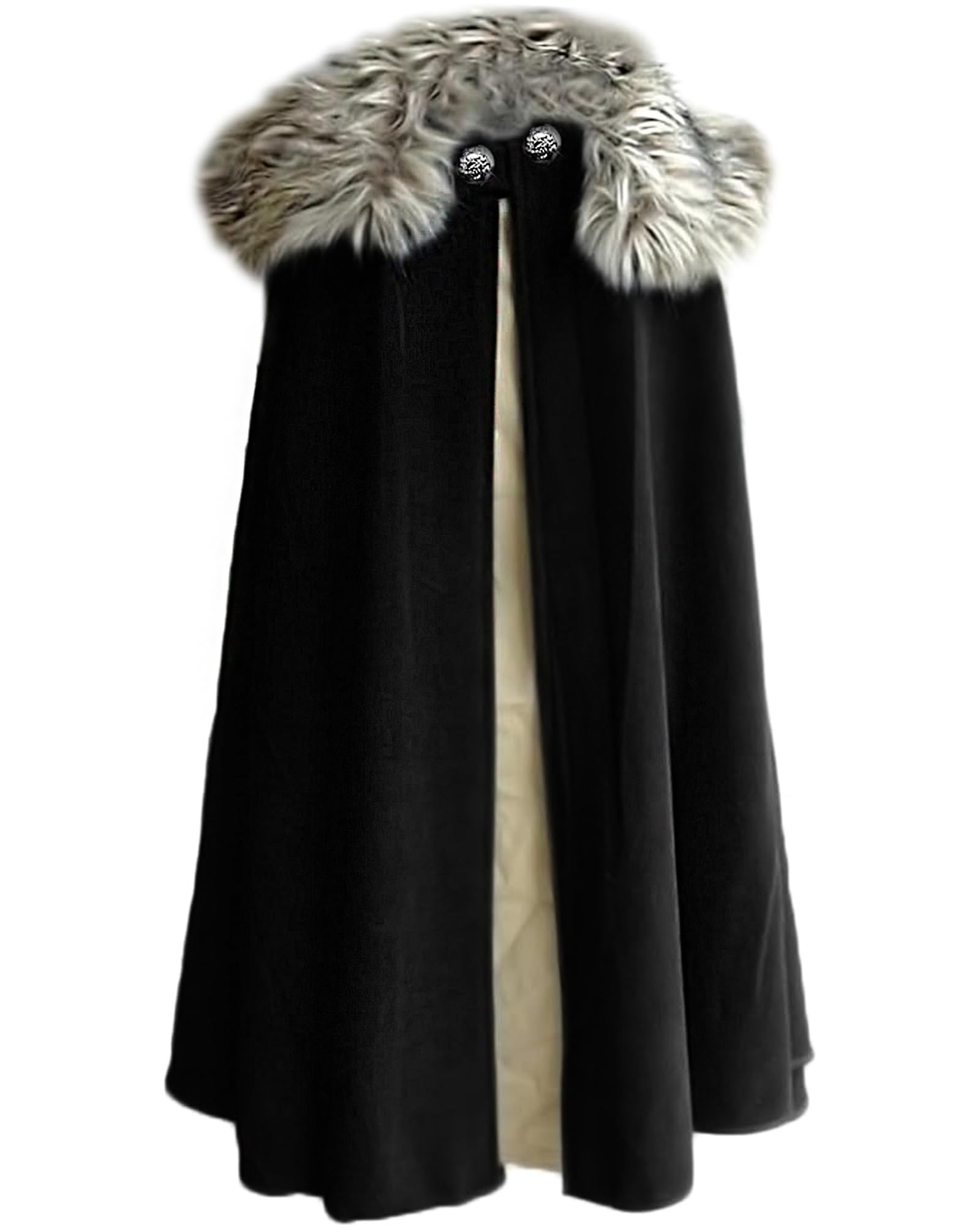 MSOrient Mens Viking Fur Shoulder Cape Brown With Fur Cloak Medieval King Cape Costume Halloween LARP Cosplay