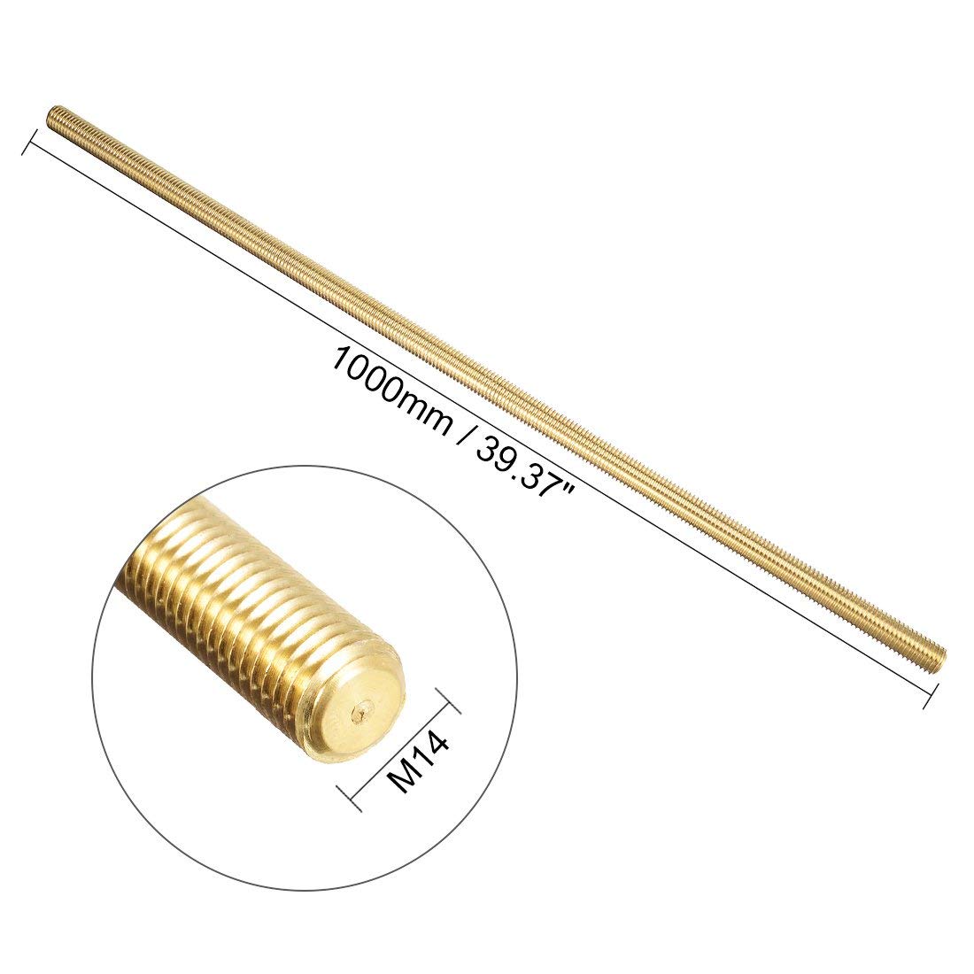 M14 x 1000mm Laiton Tige entièrement filetée, filetages à droite