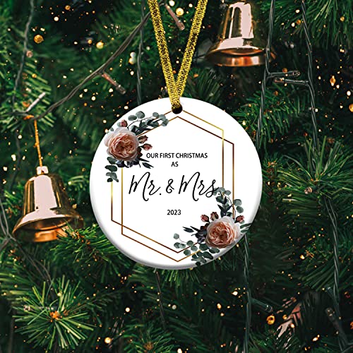 Kooer 2023 Our First Christmas As Mr & Mrs 1St Christmas Ornament Wedding Gift Newlywed Gift First Christmas Ornament Bridal Shower Gifts #TOP2