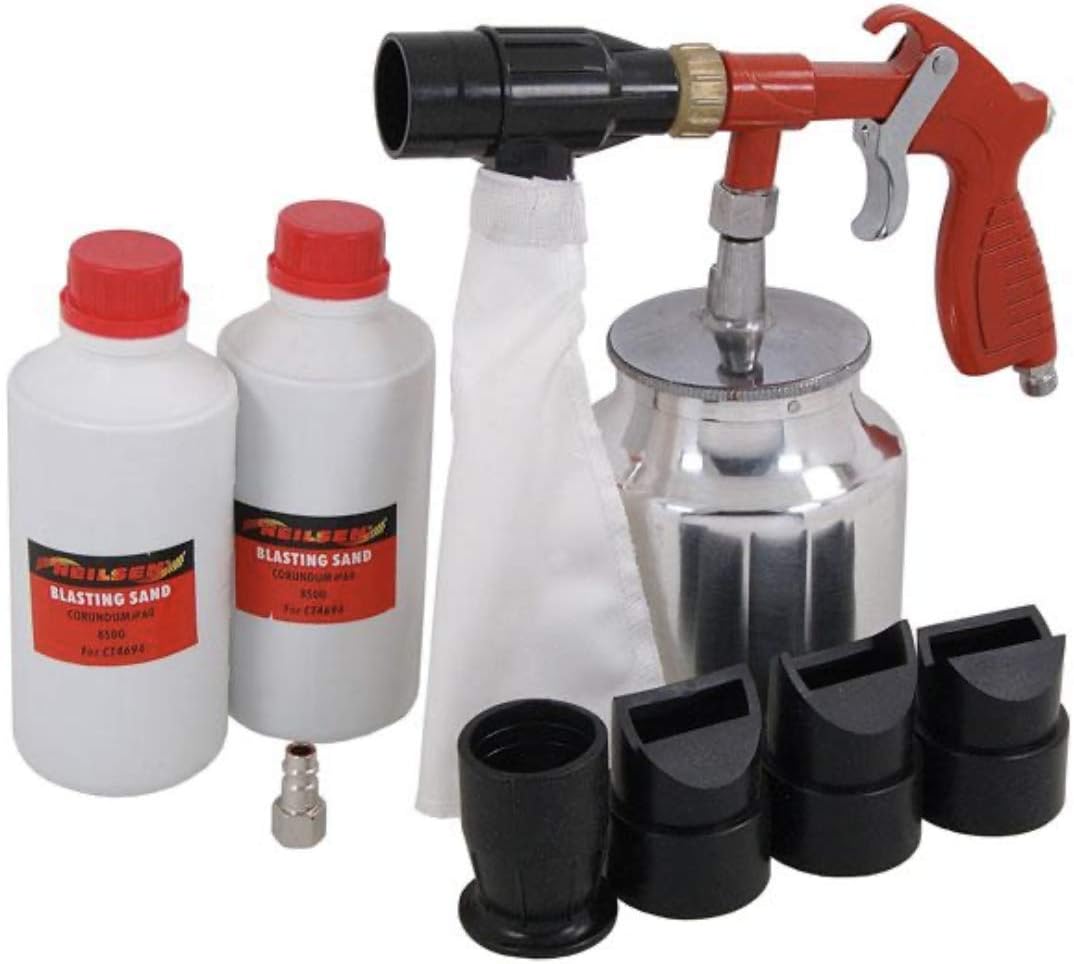 Air Sand Blaster Gun Kit Set Grit Blasting 2 X 850G Sand Corundum 60 4