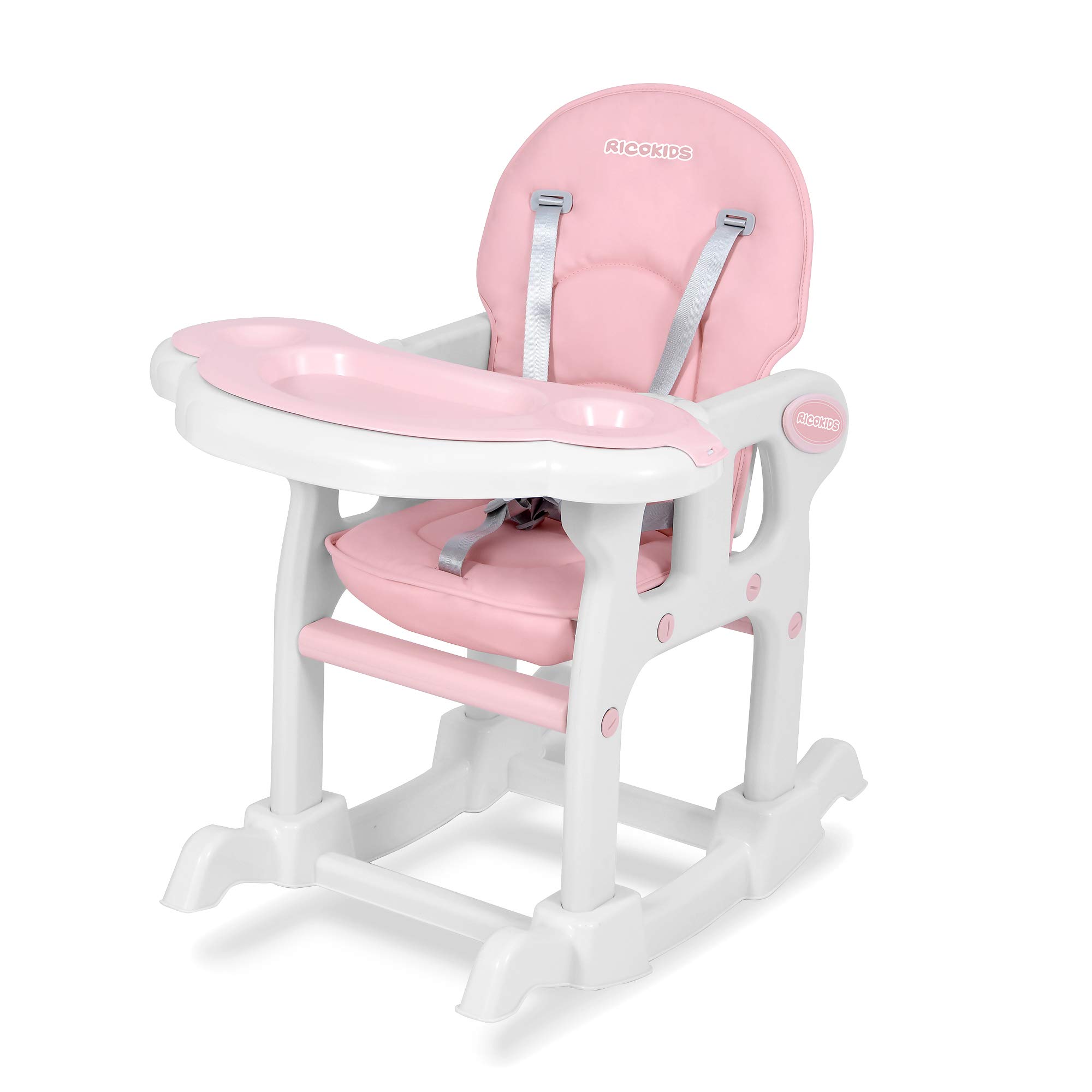Ricokids Sinco Kinderhochstuhl Mitwachsender Multifunktions Hochstuhl 5in1 Tisch Babystuhl Regulierbar Schaukelfunktion Rosa