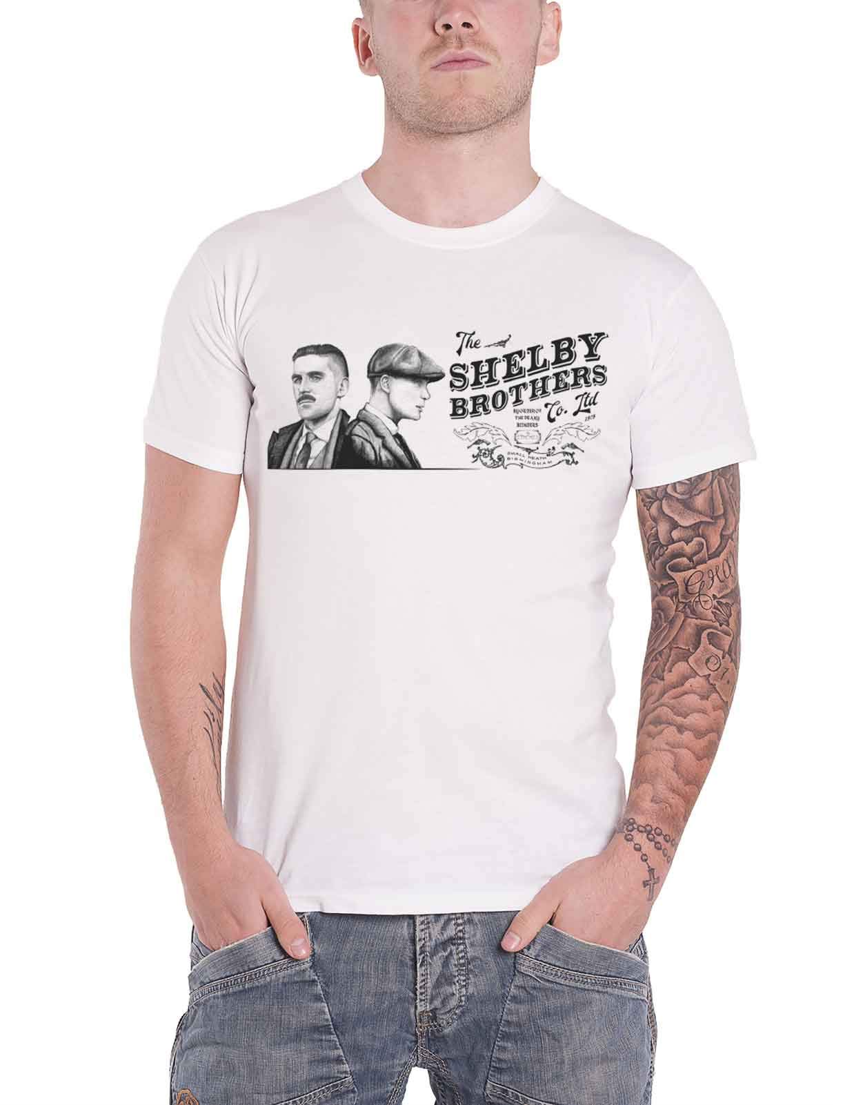 Official T Shirt Peaky Blinders Shelby Brothers 'Landscape Logo' White L