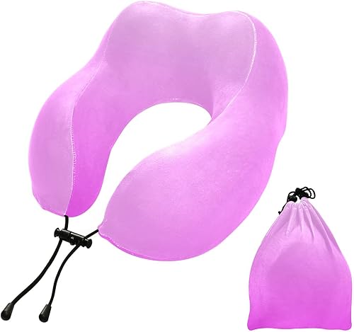 UMIRIKO Almohada de viaje con degradado morado brillante para cama de viaje de automóvil, almohada de apoyo para el cuello en forma de U de espuma
