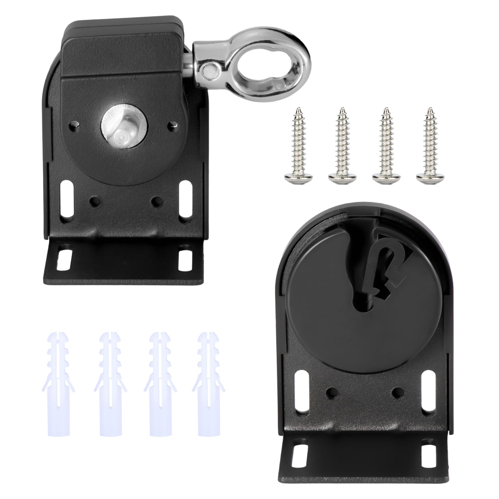 Famobay Universal Replacement mounting Bracket kit for Outdoor/Indoor Sunshade Roller Shutter, Metal Pull Ring, Durable,(Black)