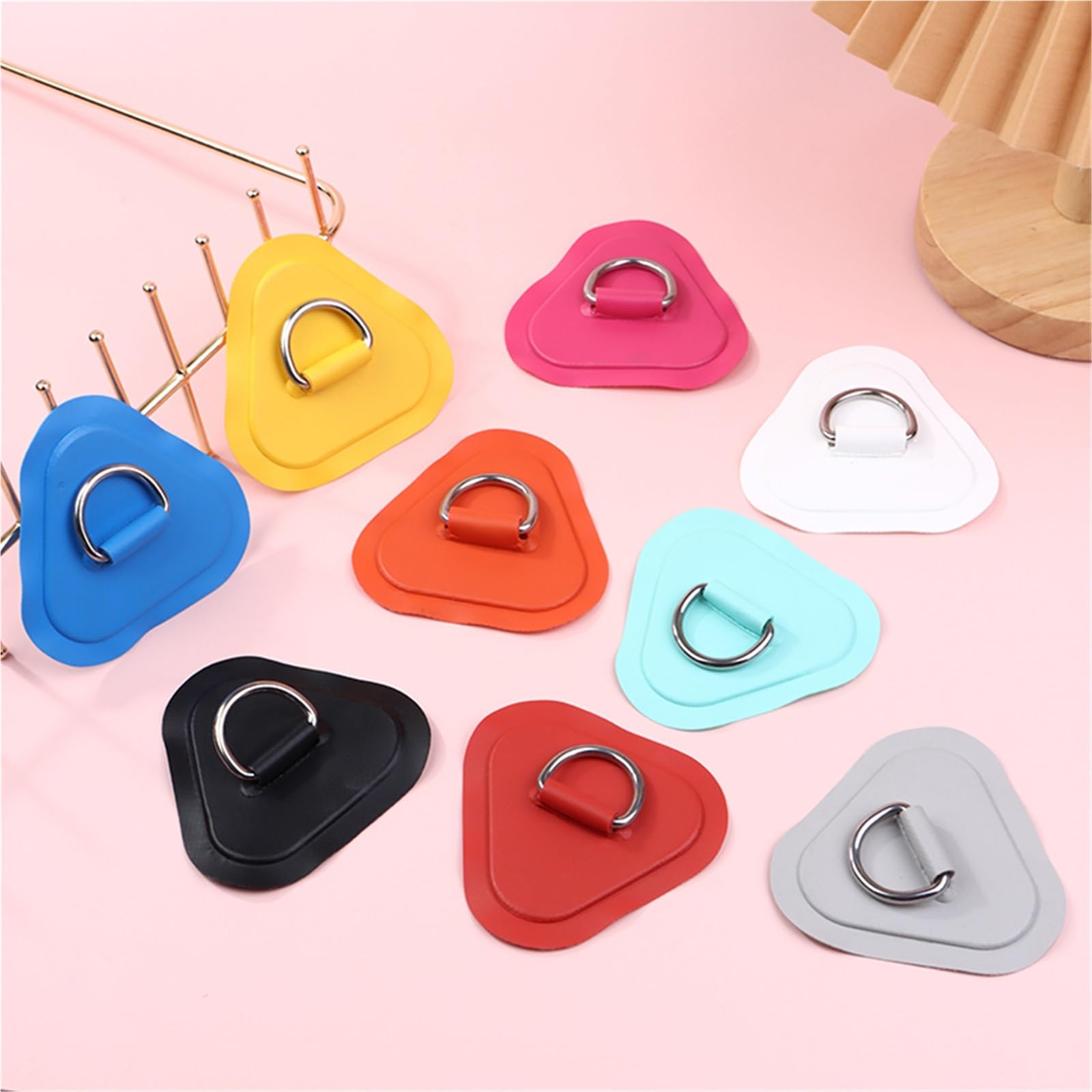 Kajak Deck Loop 10PC Surfboard Schlauchboot Boot PVC Patch mit Edelstahl Dreieck D-Ring Aufblasbares Kanu Deck Takelage für Kajak Kanu Boot Angeln Zubehör