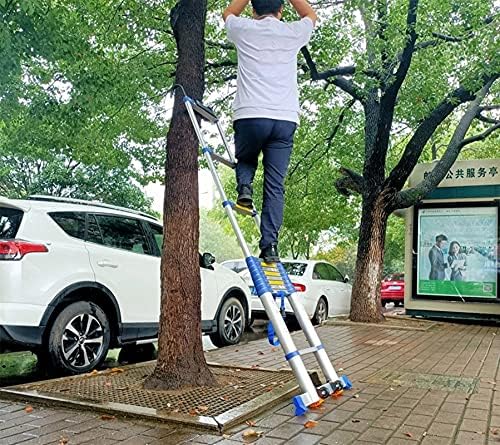 Aluminum Telescoping Extension Ladder with Detachable Hook, 19FT Folding Ladder for RV, Roof, Rooftop Tent, Attic - 330LB Capacity, Lightweight & Durable