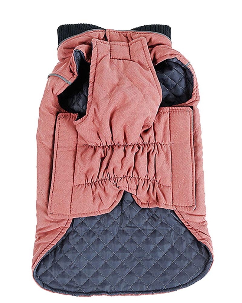 Reflective Warm Dog Coat Jacket Cold Winter Windproof Padded Puffer Vest Outfit Clothes with Harness Hole for Small Medium Large Dogs Pink XXL