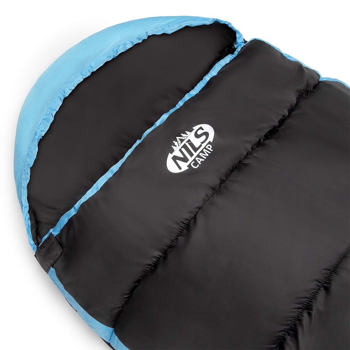 Nils Camp Sac De Couchage NC2012 – Pliable – Bleu Noir – Hollow Fiber 300g/m² – Température Confort 0-10°C – Léger 1490g