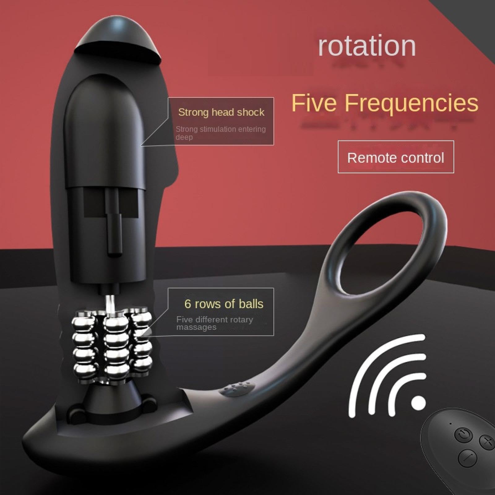 Vibratore per anello del pene per principianti con sfera rotante in acciaio Massaggio alla prostata per uomini Masturbatore Dildo Giocattoli sessuali per adulti Tappi per l'allenamento del sedere