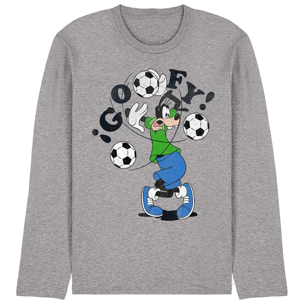 Disney Goofy Football Tangle Unisex Long Sleeve T Shirt, Athletic Heather, Medium