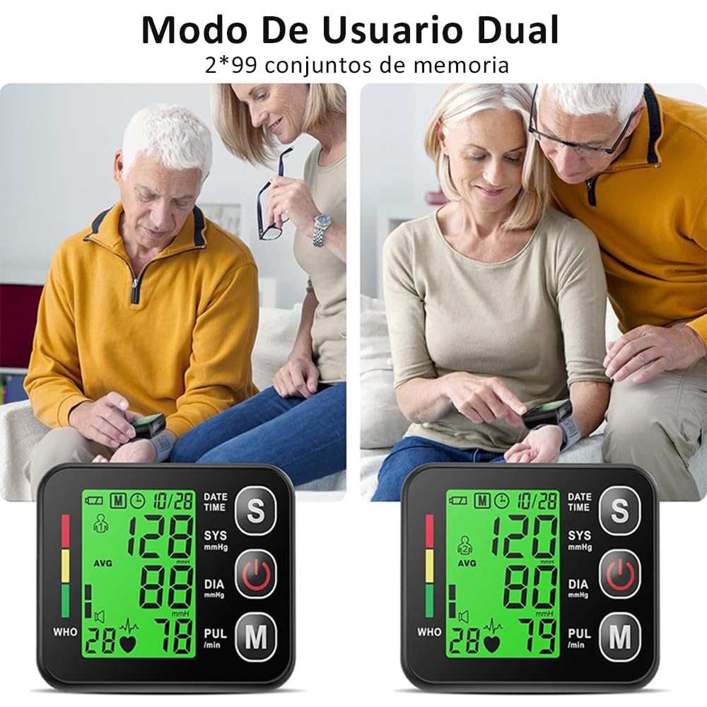 Tensiometro de Muñeca, Tensiómetro Digital Medidor Tension Arterial Presion Monitor automático de presión Gran Pantalla Memoria 2 * 99 Medición Precisa Aparato Tension Arterial