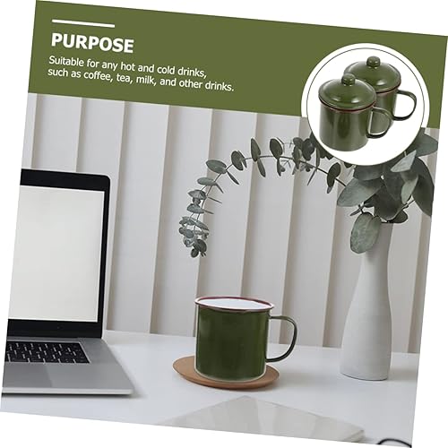 Miniatura 3 de jojofuny 2 uds. Esmalte Retro Camp para tazas, tazas de té, café, vintage, vasos de esmalte verde chino, acampada, al aire libre, pequeño, vino,
