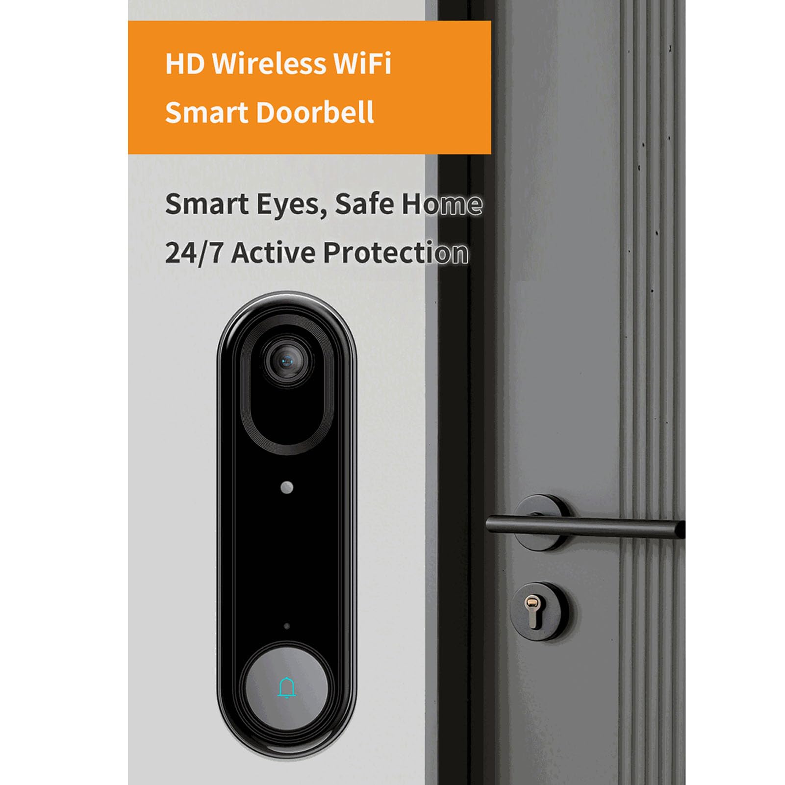 Videocitofono con Videocamera 120° Grandangolo, Batteria | ABS in Metallo, Sicurezza Domestica, Conversazione Bidirezionale, WiFi 2,4 GHz, Compatibile con e IOS, Ricarica Tramite