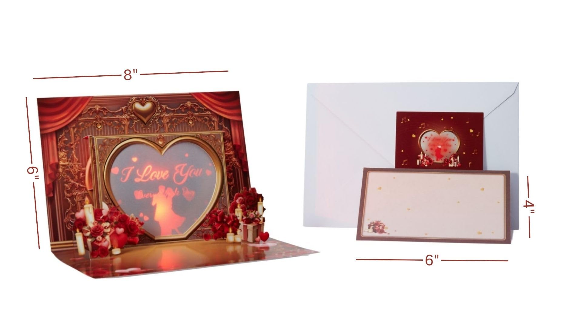 Romantische 3D-Pop-Up-Karte mit Musik & Lichtern, luxuriöses Liebesandenken zum Jahrestag, Valentinstag oder besondere Momente, Geschenk für Frau oder Freundin