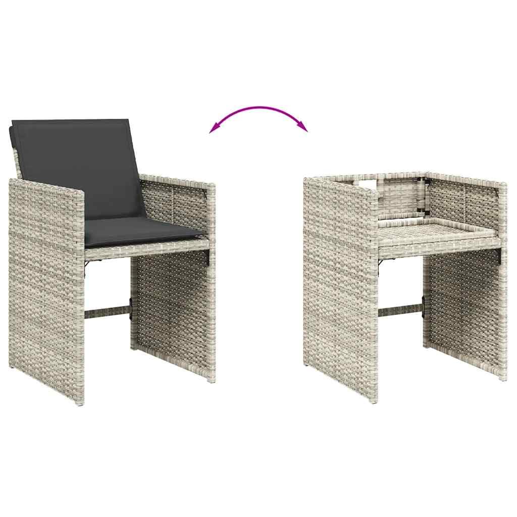 vidaXL Ensemble à Manger de Jardin avec Coussins 7 pcs, Table et Chaise de Terrasse, Meubles de Patio, Mobilier d'Extérieur, Gris Clair Résine Tressée