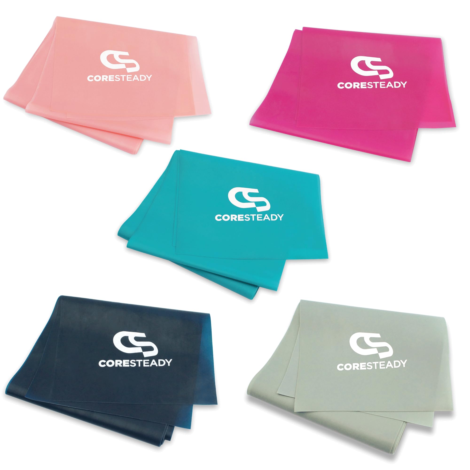 Coresteady Resistance Band For Men & Women - Exercise Band to Build Strength, Flexibility, Muscle & Tone - For Fitness, Stretching, Pilates, Physio & Yoga - With Exercise Guide