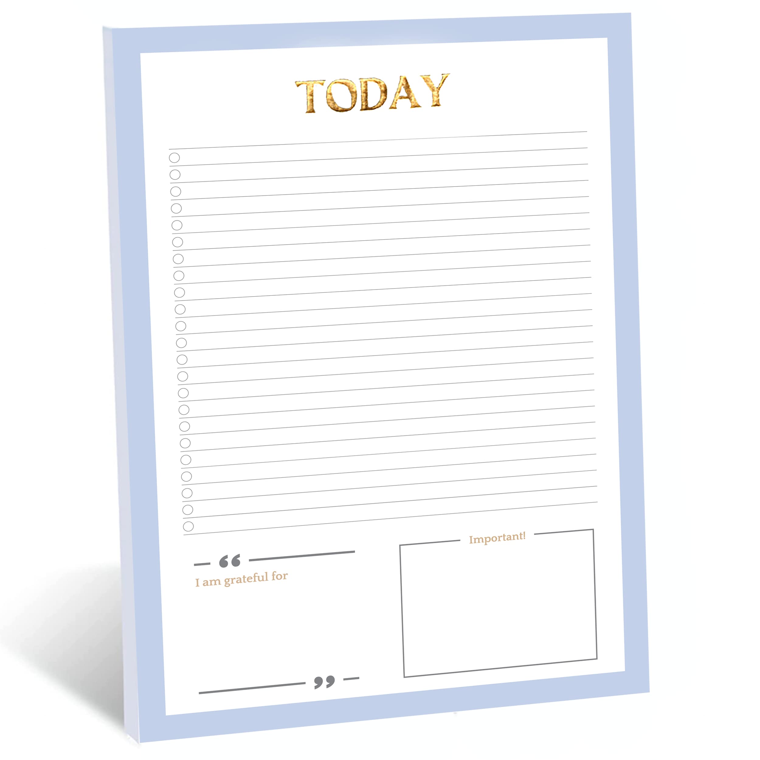 Photo 1 of RUN2PRINT Elegant Productivity To Do List Notepads ( 2 Pack of 50 pages) Gold Foil Stamped Each Page with Checklist Grateful & Important Notes Sections A Classy Simple Planner for Keeping You Organised Tear Off Gratitude List Pad (Letter Size (8.5" x 11")