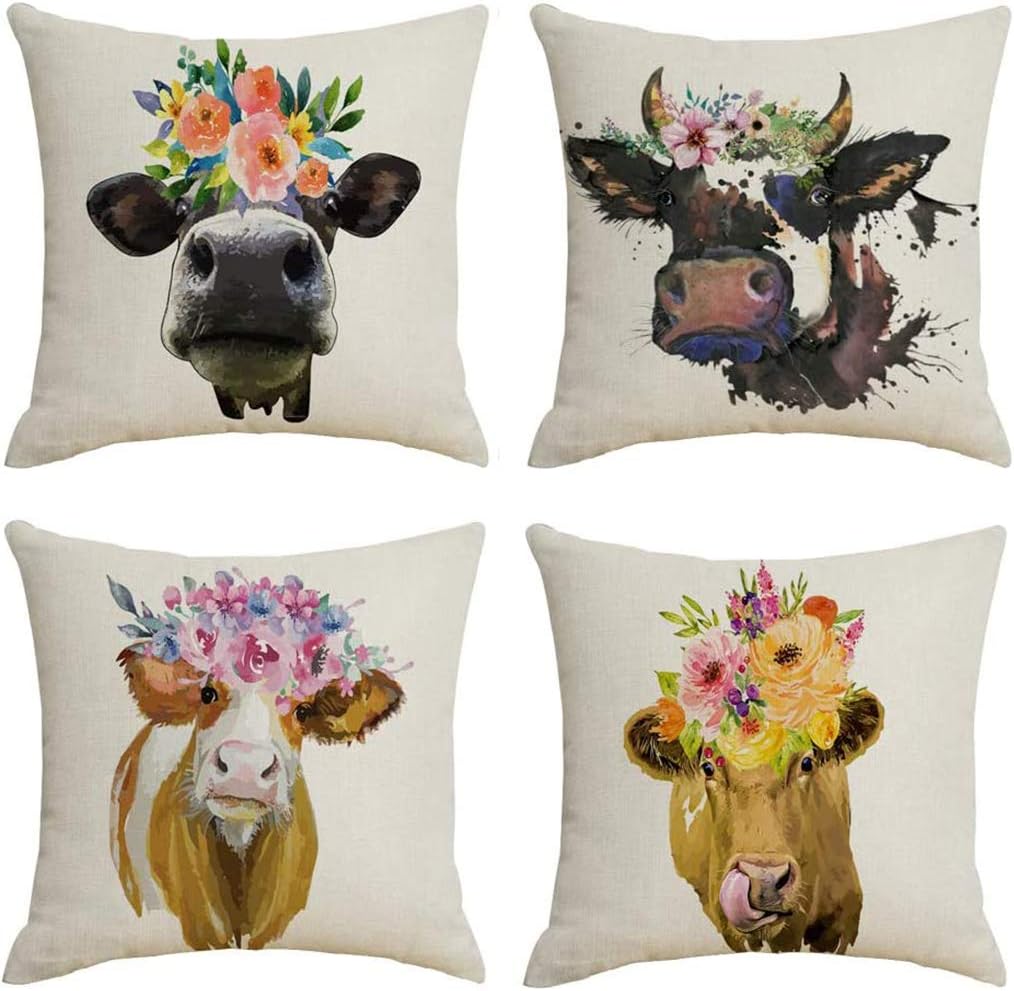 cow pillow covers