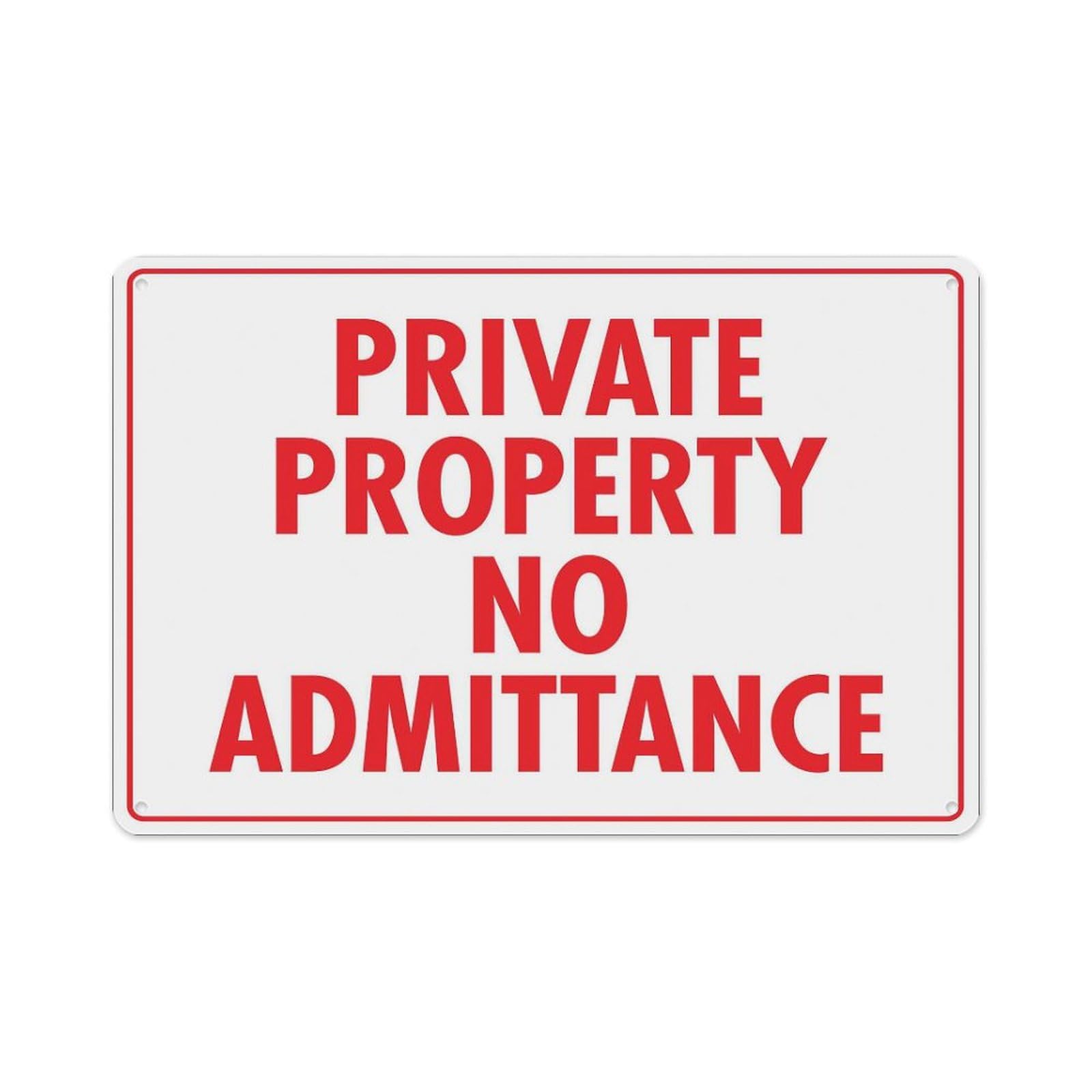 Peiyeety A04 Private Property No Admittance Sign Aluminum Tin Warning Signs For Home Outdoor Garden 12X16 Inches