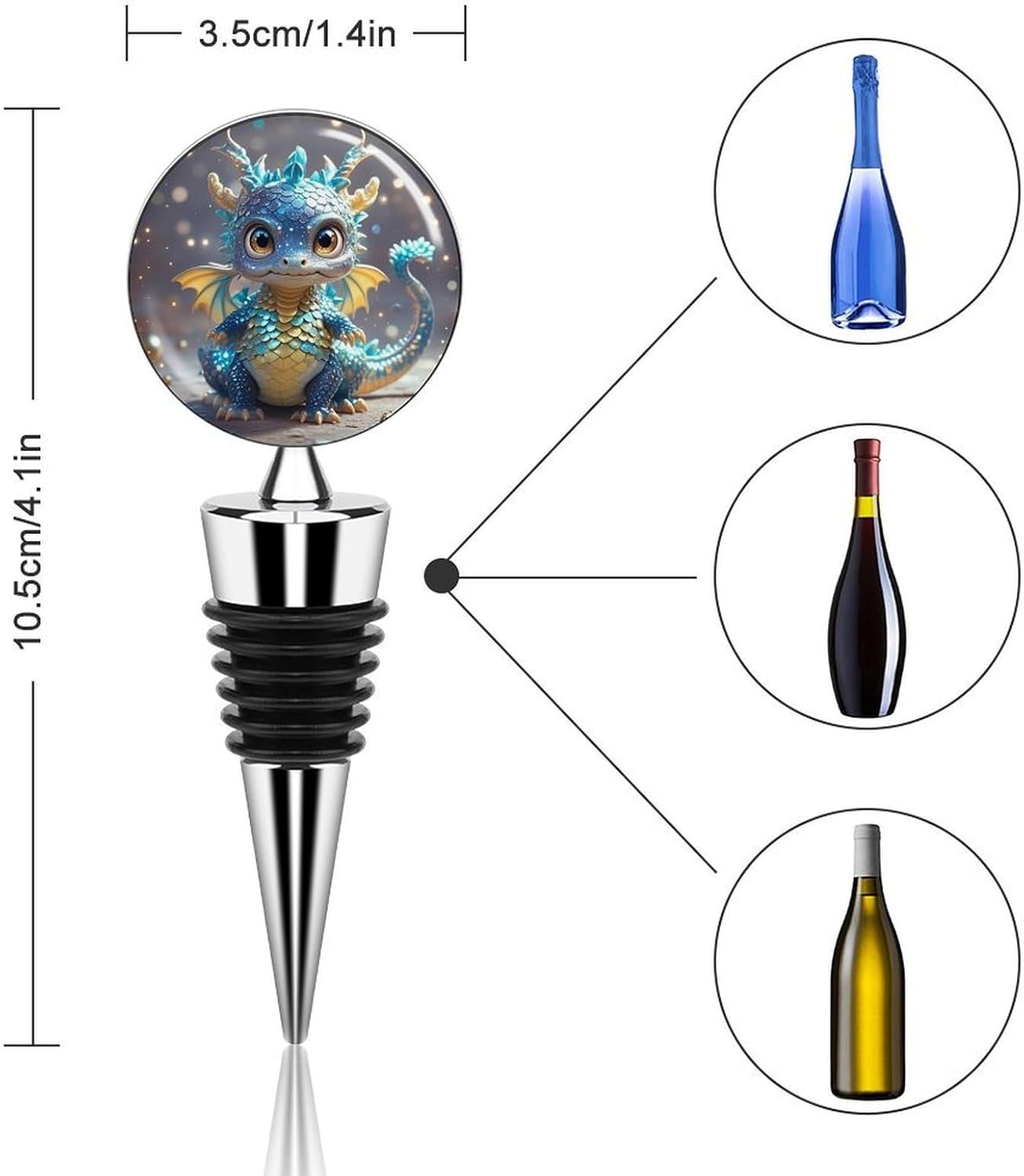 Cute Dragon Wine Stopper Zinc Alloy Wine Bottle Stopper Decorative Bottle Sealer Reusable Beverage Preserver Leak Proof Wine Outlet Cap Wine Corks Wine Saver Accessory Gift