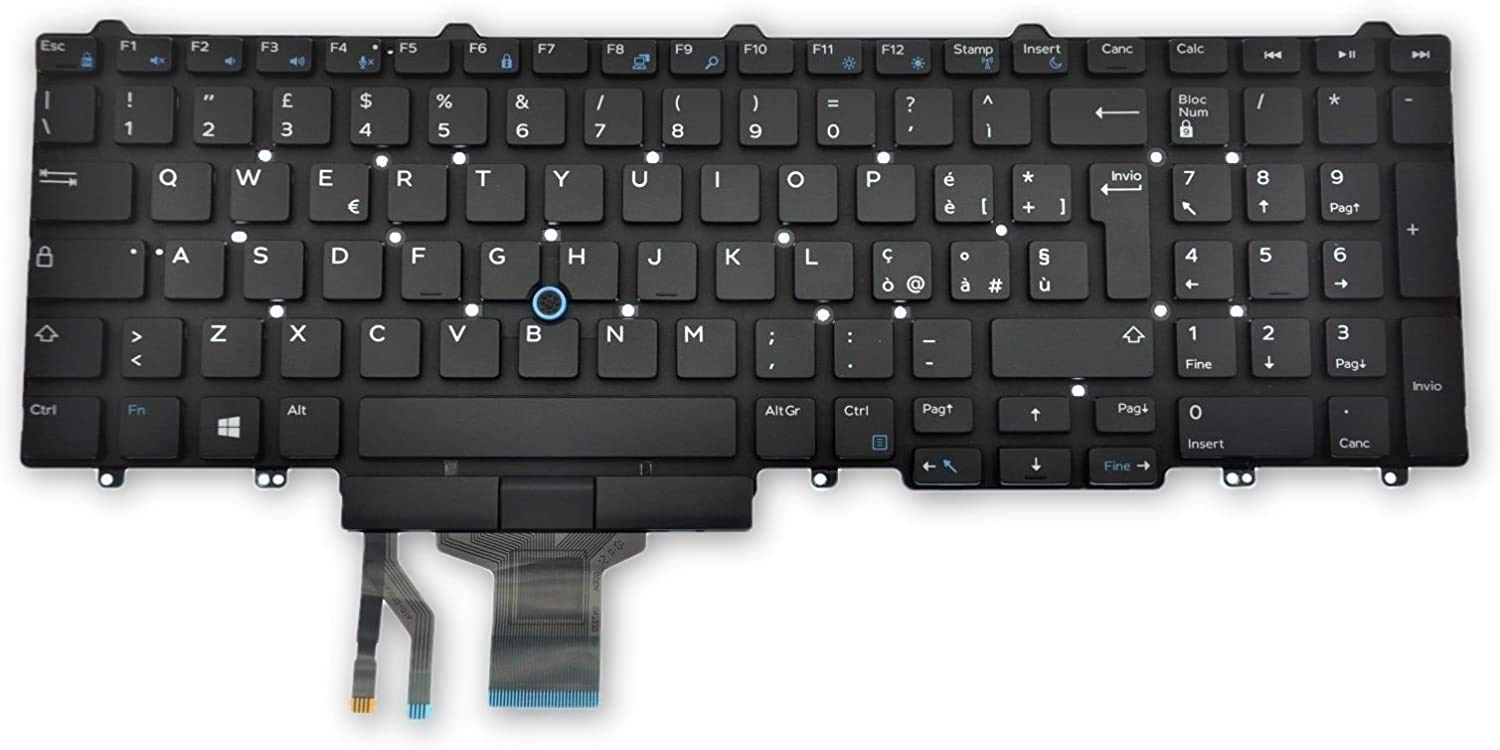 Tastiera Italiana Retroilluminata con Trackpoint per Dell Latitude E5550 E5570 5580 5590