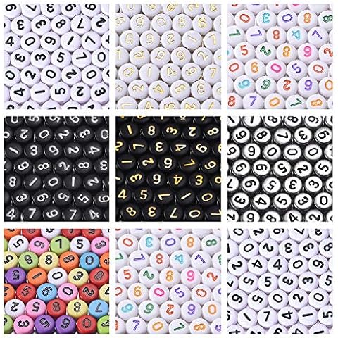 700 Pieces Mixed Color Acrylic Number Beads 0-9Colorful Number Beads for DIY Jewelry Making Bracelets Necklaces Key Chains Handmade Gift 4mm X7mm(A568) Cover
