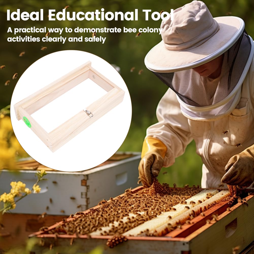 Gugxiom Bienen -Zuchtbox, Doppelseitiges Acrylboard Holzbienenstock -Beobachtungsbox mit Lüftungsschlitzen Imkermaterial