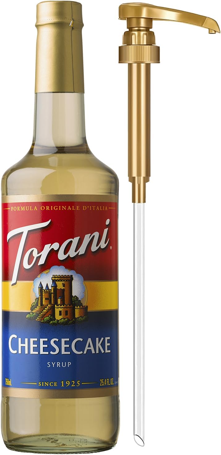 Coffee Syrup, Cheesecake Flavored Syrup for Drinks, Pump Included, Glass Bottle 25.4 Fl Oz