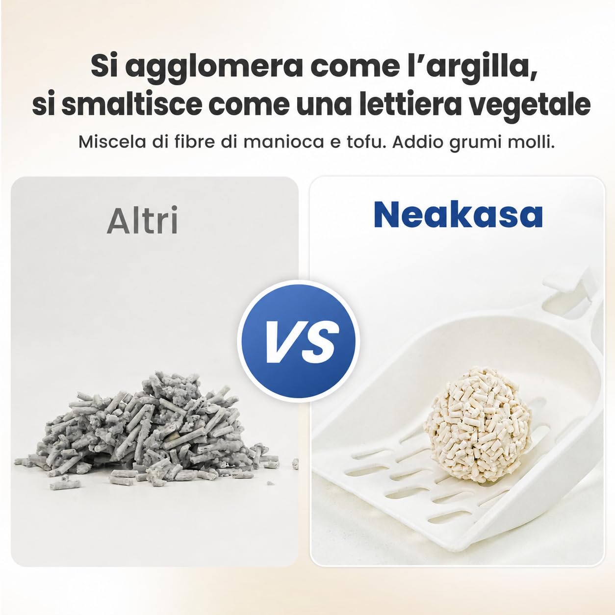 Neakasa Lettiera per gatti in manioca e tofu, agglomerante, controllo degli odori, ingredienti naturali vegetali, ultra assorbente e ad asciugatura rapida, bassa polvere
