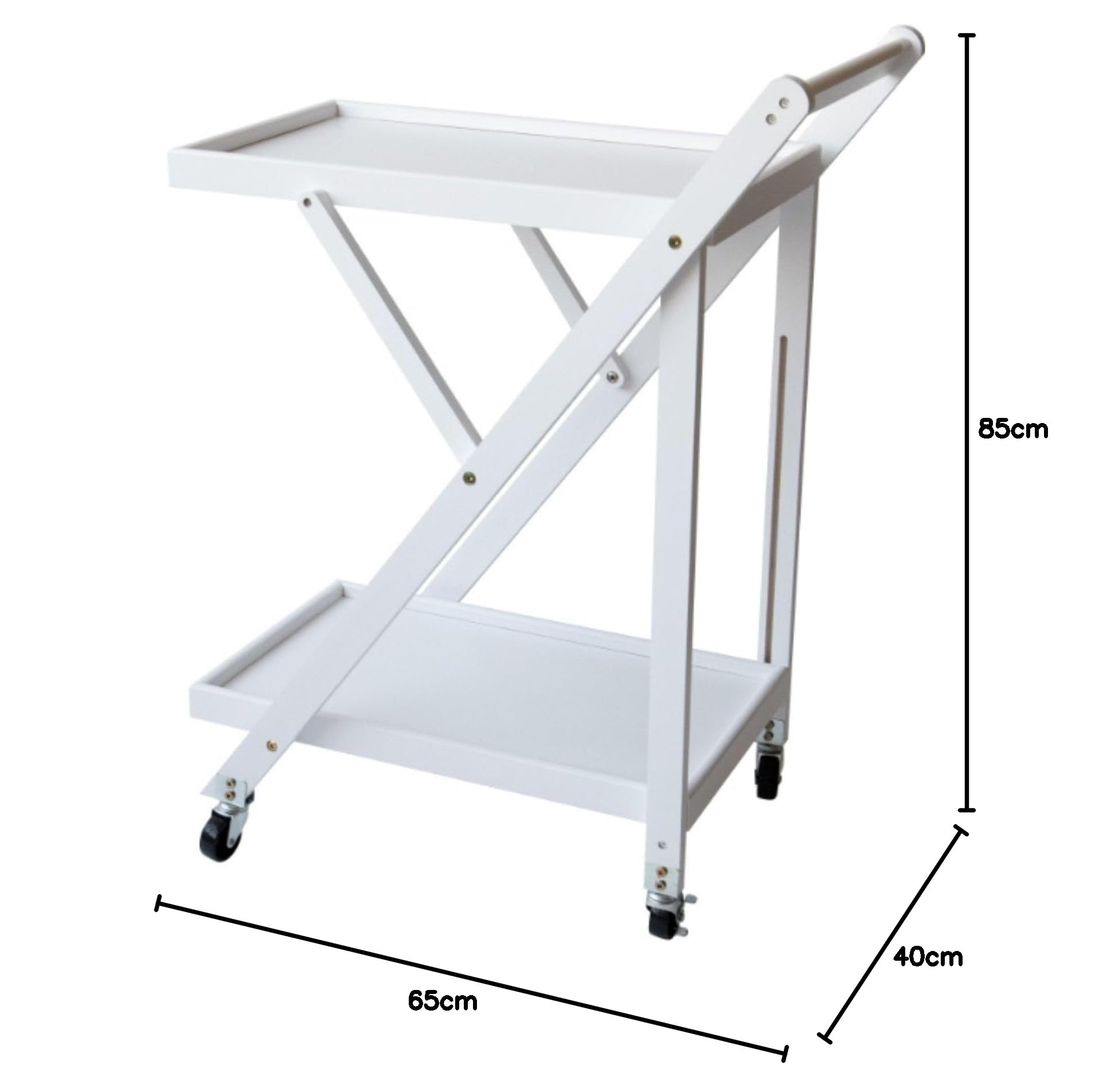 Camarera Plegable con Ruedas Carro de Servicio Plegable 65x40x85cm Color Blanco