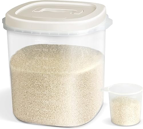 Miniatura 7 de Uppetly Recipiente de almacenamiento de cereales de arroz, recipientes herméticos de plástico sin BPA de 10 libras con tapas de fácil bloqueo y taza